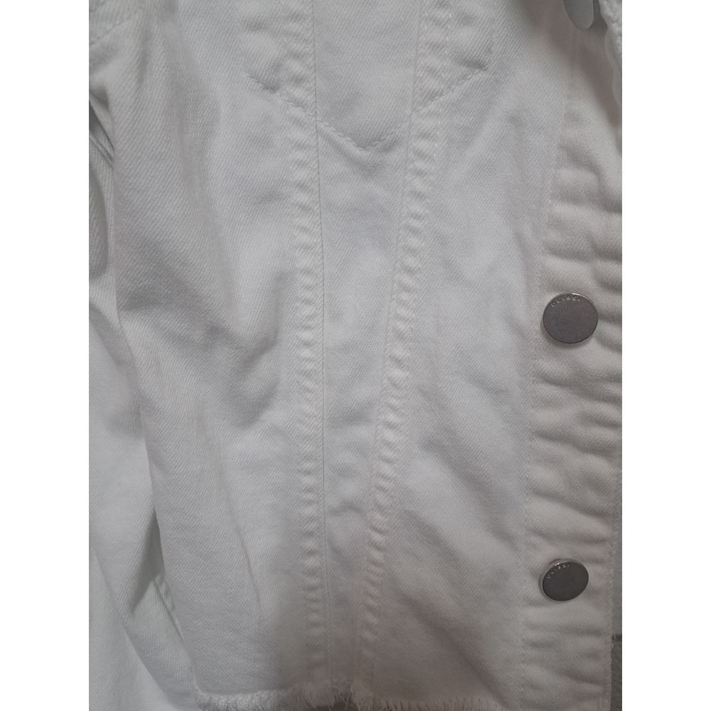 DL1961 White Cropped Denim Jacket Women's Medium Frayed Hem Stretch - Picture 5 of 6